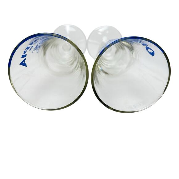 Pilsner Glasses Lot 2 Olympia Clear Beer Blue Letters Good Luck Tumwater 8.25 In - Picture 4 of 9